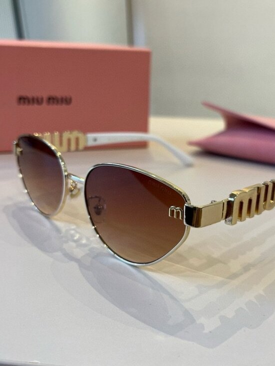 Miu Miu Cat-Eye Glasses with White Frames and Brown Lenses main image 8
